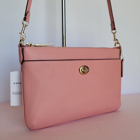 COACH Polly Pebbled Leather Crossbody Bag- Candy Pink color ⭐ - Picture 1 of 16